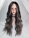 Evahair Grey Ombre Long Wavy Synthetic Wig with Bangs