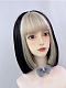 Evahair 2021 Special Offer Black and Blonde Mixed Color Short Straight Synthetic Wig with Bangs