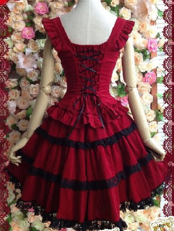 Evahair vintage rose red princess style lolita dress