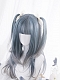 Evahair Grey and Blue Mixed Color Long Straight Synthetic Wig with Bangs