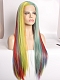 Rainbow color Long Straight SYNTHETIC LACE FRONT WIG