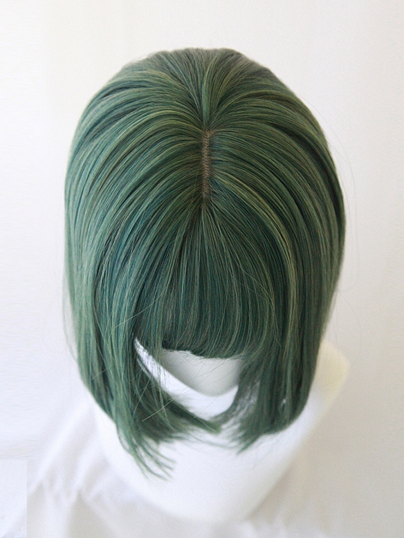 Evahair 2021 New Style Malachite Green Bob Short Straight Synthetic Wig with Bangs