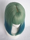 Evahair Blue and Green Mixed Color Medium Length Straight Synthetic Wig with Bangs