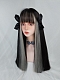 Evahair Black and Grey Mixed Color Long Straight Synthetic Wig with Bangs
