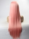 Peach Pink Long Straight Synthetic Lace Front Wig 