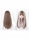 Evahair 2021 New Style Brown and Silver Long Straight Synthetic Wig with Bangs