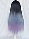 Evahair 2021 New Style Blue to Purple Ombre Color Long Straight Synthetic Wig with Bangs