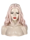 Fashion Lolita Pink centre parting long curly comic style wig