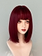 Evahair 2021 New Style Red Wine Color Shoulder Length Straight Synthetic Wig with Bangs