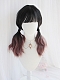 Evahair Black to Pink Ombre Medium Length Wavy Synthetic Wig with Bangs