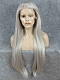 Pure Grey Hot Color Long Straight Synthetic Lace Front Wig