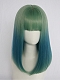 Evahair Blue and Green Mixed Color Medium Length Straight Synthetic Wig with Bangs