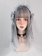 Evahair Grey Ombre Medium Length Straight Synthetic Wig with Bangs