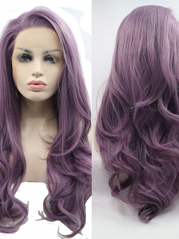 Evahair Fashion Style Purole Long Wavy Synthetic Wig