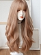 Evahair 2021 New Style Champagne Milk Tea Color Long Wavy Synthetic Wig with Bangs