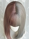 Evahair Half Grey and Half Purple Medium Straight Synthetic Wig with Bangs