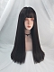 Evahair Daily Black Long Straight Synthetic Wig with Bangs