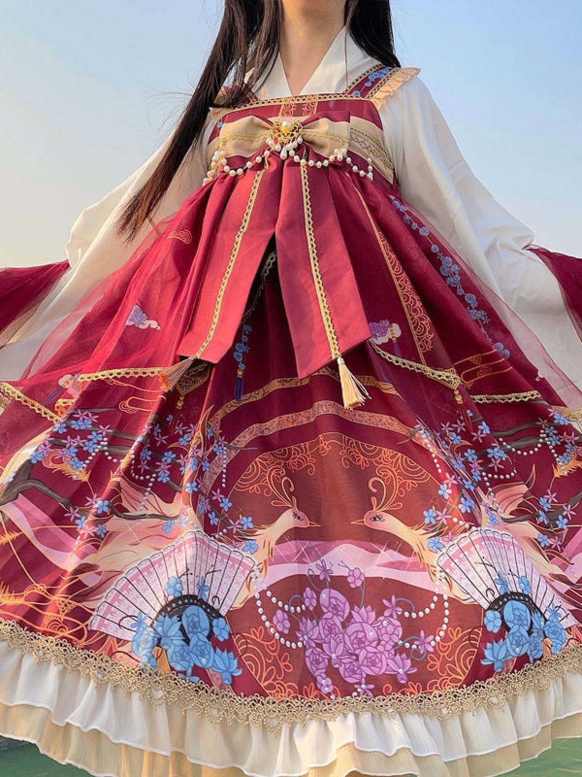 Evahair Oriental myth style phoenix printed lolita dress