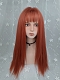 Evahair Orange Long Straight Synthetic Wig with Bangs