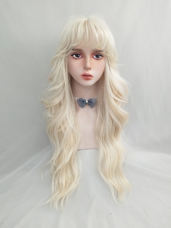 Evahair 2021 Creamy Golden Long Wavy Synthetic Wig with Bangs - Home ...