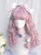Evahair 2021 New Style Pink Medium Curly Synthetic Wig with Bangs