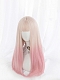Evahair Sweet Peach Pink Ombre Long Straight Synthetic Wig with Bangs