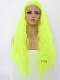 Stage Color Fluorescent Green Long Wavy Synthetic Lace Front Wig