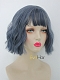 Lavender Mix Grey Wavy Bob Synthetic Wig with Wispy Fringes