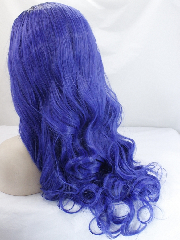 Evahair Fashion Style Sexy Blue Long Wavy Synthetic Wig