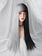 Evahair Half Black and Half White Long Straight Synthetic Wig with Bangs