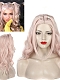 Fashion Lolita Pink centre parting long curly comic style wig