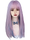 Pink Purple Highlight Gradient Two-Color Long Straight Wig