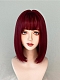 Evahair 2021 New Style Red Wine Color Shoulder Length Straight Synthetic Wig with Bangs