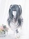 Evahair Grey and Blue Mixed Color Long Straight Synthetic Wig with Bangs