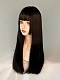 Evahair 2021 New Style Black Long Straight Synthetic Wig with Bangs and Hime Cut