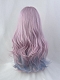 Evahair 2021 New Style Pink and Grayish Blue Long Wavy Synthetic Wig with Bangs