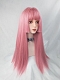 Evahair Cute Pink Long Straight Synthetic Wig with Bangs