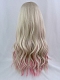 Evahair 2021 New Style Golden and Pink Mixed Color Long Wavy Synthetic Wig with Bangs