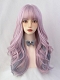 Evahair 2021 New Style Pink and Grayish Blue Long Wavy Synthetic Wig with Bangs