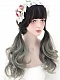 Evahair Natural Black to Grey Ombre Color Long Wavy Synthetic Wig with Bangs