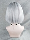 Evahair Silver Chin Length Straight Synthetic Wig with Bangs