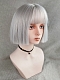 Evahair Silver Chin Length Straight Synthetic Wig with Bangs