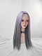 Evahair Purple to Grey Ombre Long Straight Synthetic Wig