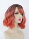 Pinky Orange Wavy Bob Synthetic Wig with Wispy Fringes