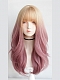 Evahair 2021 New Style Golden to Pink Long Wavy Synthetic Wig with Bangs