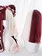 Evahair Half Red and Half White Medium Straight Synthetic Wig with Bangs