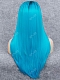 Electrical Blue Long Sleek Straight Synthetic Lace Front Wig with Dark Root