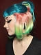 New Arrival Hidden Rainbow Color Teal Bob Synthetic Wig