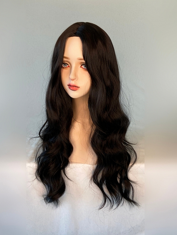 Evahair 2021 New Style Black Long Natural Wavy Synthetic Wig with Side Bangs