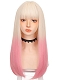 Fahion Long straight pale gold and pink gradient lolita wig